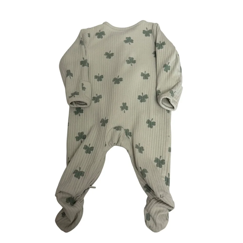 Carters Baby 0-3M Sleep and Play 2 Pack Safari Animal Shamrock Ribbed Footie PJs